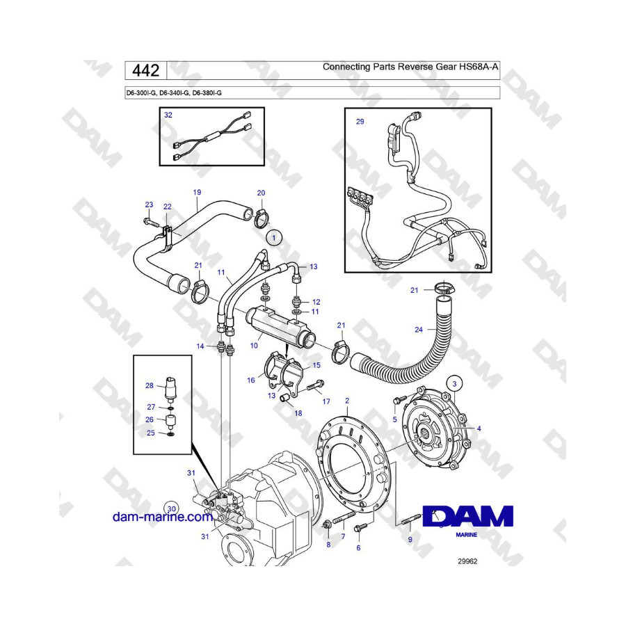 Volvo Penta D6-300 / D6-340 / D6-380 / D6-400 / D6-440 / D6-480 (G) - Connecting Parts Reverse Gear HS68A-A 