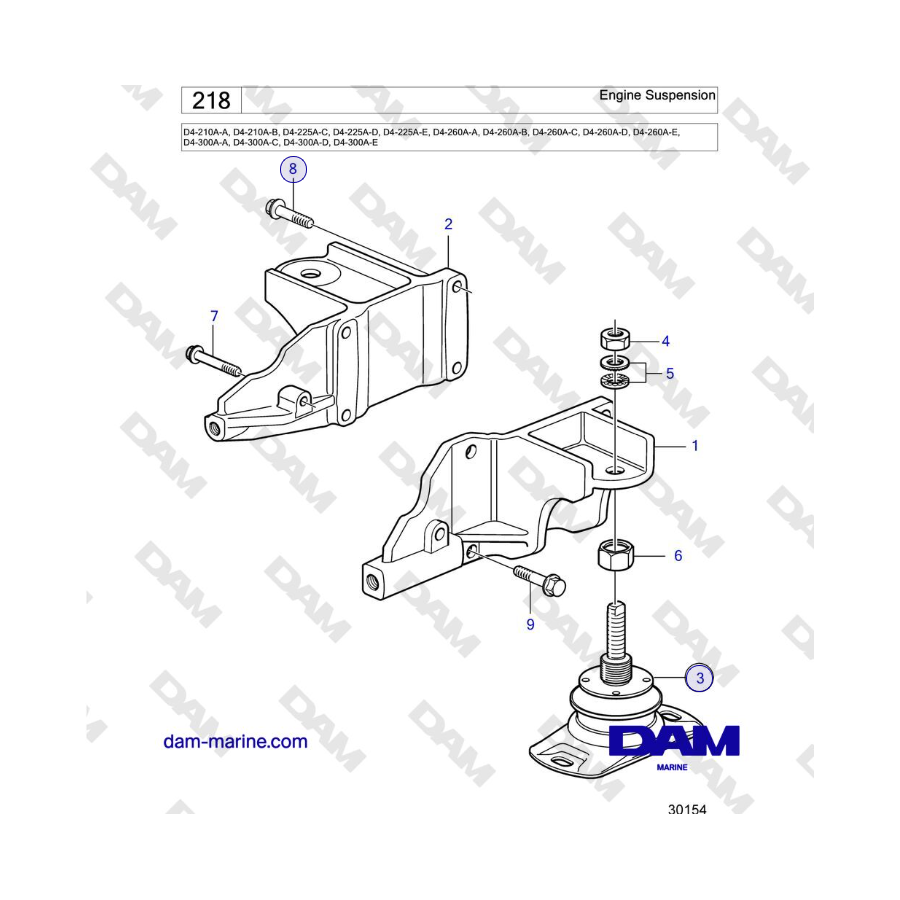 Volvo Penta D4-210 / D4-225 / D4-260 / D4-300 - Engine Suspension