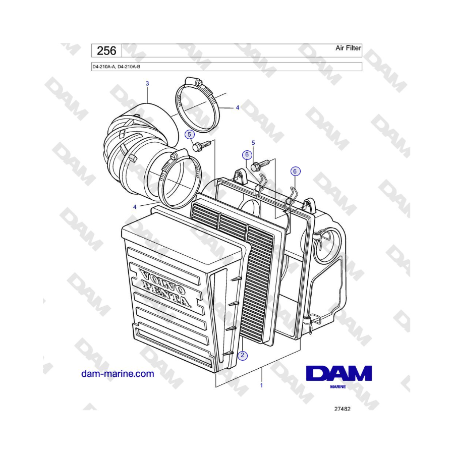 Volvo Penta D4-210A-A, D4-210A-B - Air Filter