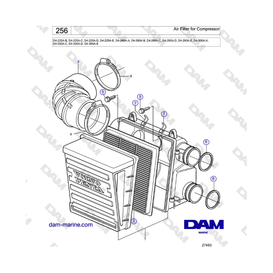 Volvo Penta D4-225 / D4-260 / D4-300 - Air Filter for Compressor