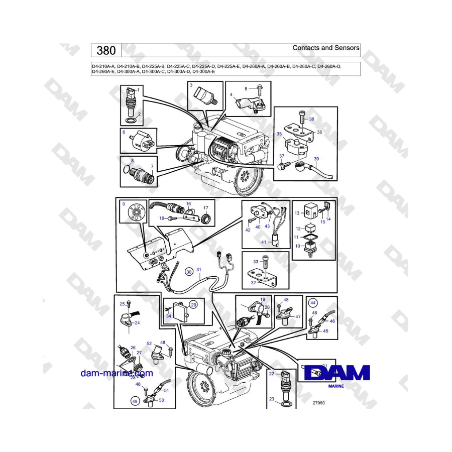 Volvo Penta D4-210 / D4-225 / D4-260 / D4-300 - Contacts and Sensors