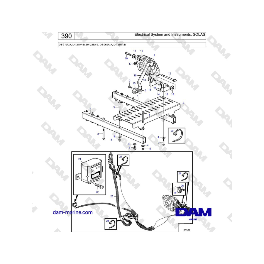 Volvo Penta D4-210A-A, D4-210A-B, D4-225A-B, D4-260A-A, D4-260A-B - Electrical System and Instruments