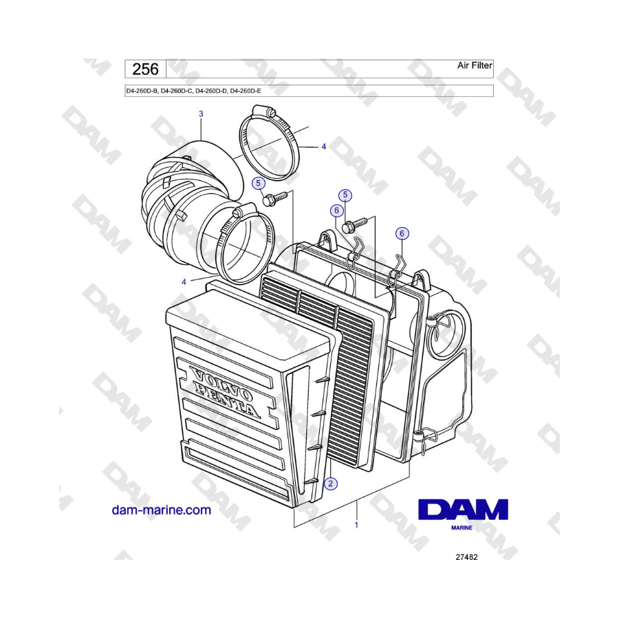 Volvo Penta D4-260D-B, D4-260D-C, D4-260D-D, D4-260D-E - Air Filter