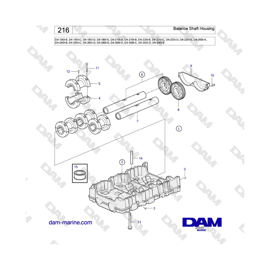 Volvo Penta D4-180I / D4-210I / D4-225I / D4-260I / D4-300I - Balance Shaft Housing