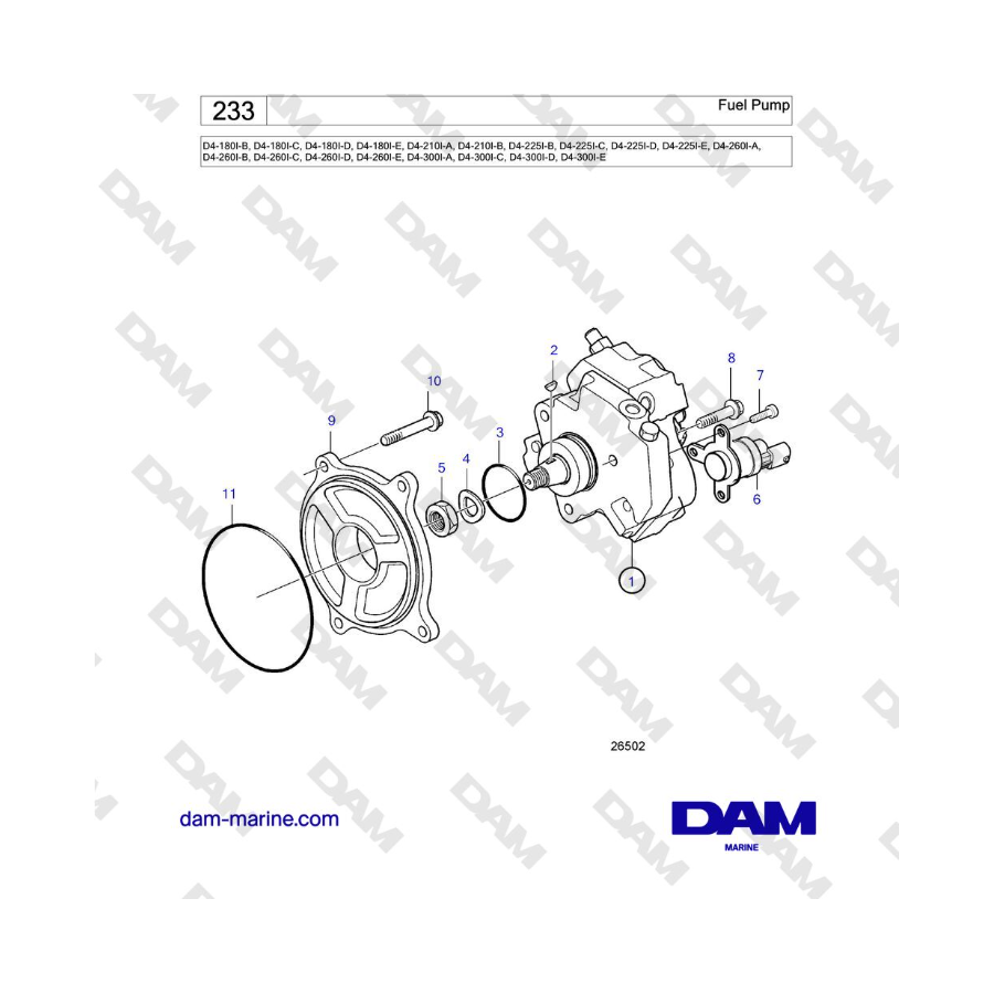 Volvo Penta D4-180I / D4-210I / D4-225I / D4-260I / D4-300I - Bomba de combustible