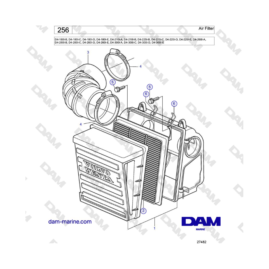 Volvo Penta D4-180I / D4-210I / D4-225I / D4-260I / D4-300I - Air Filter