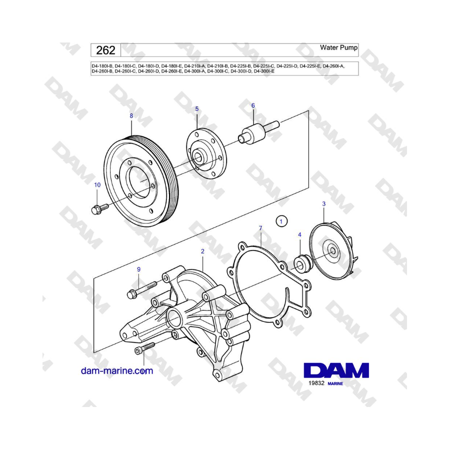 Volvo Penta D4-180I / D4-210I / D4-225I / D4-260I / D4-300I - Bomba de agua