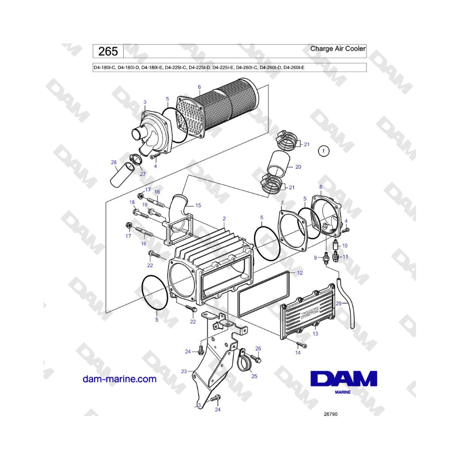 Volvo Penta D4-180I / D4-210I / D4-225I / D4-260I - Air Cooler Charge