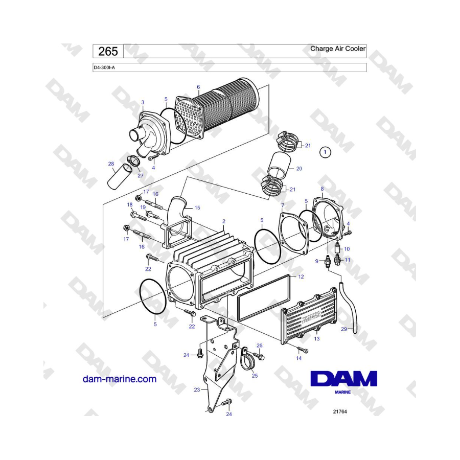 Volvo Penta D4-300I-A - Carga del enfriador de aire