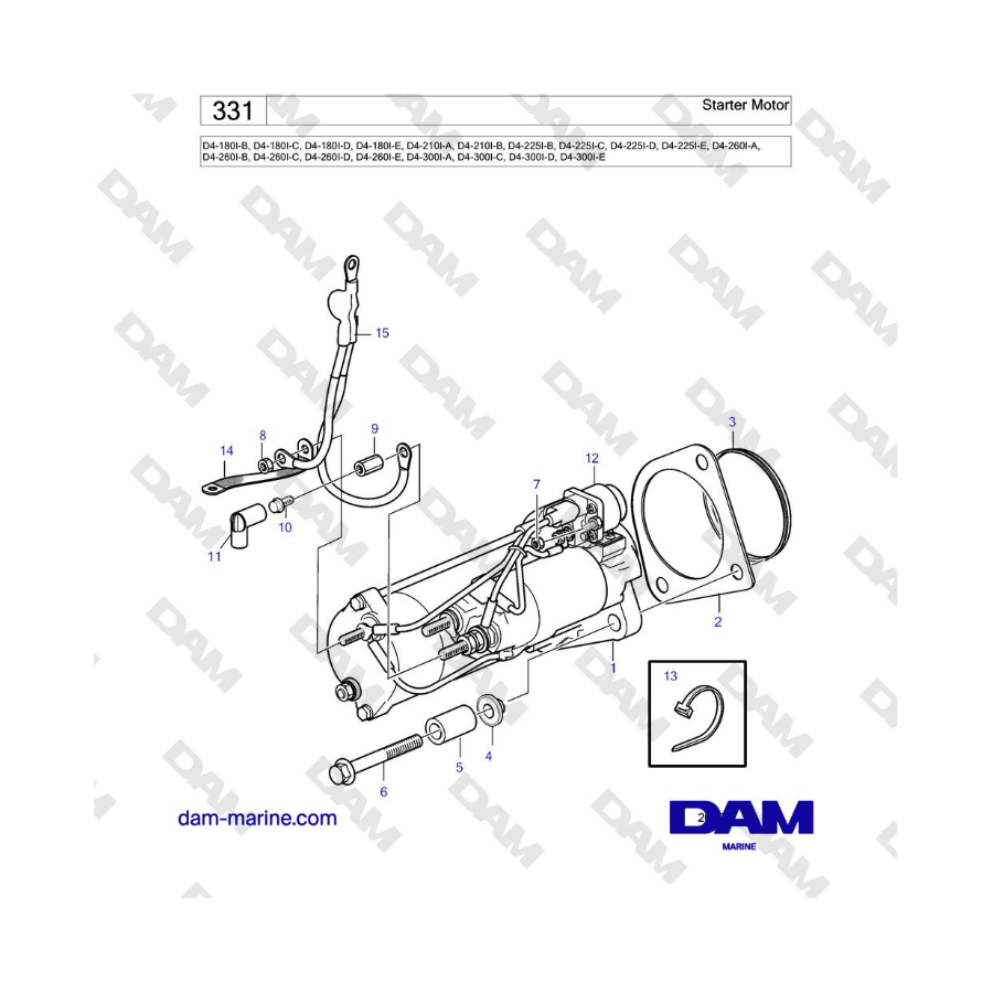 Volvo Penta D4-180I / D4-210I / D4-225I / D4-260I / D4-300I - Motor de arranque