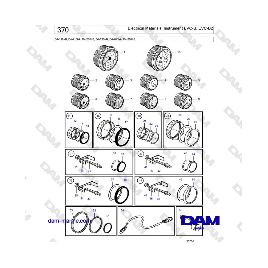 Volvo Penta D4-180I / D4-210I / D4-225I / D4-260I / D4-300I - Electrical Materials