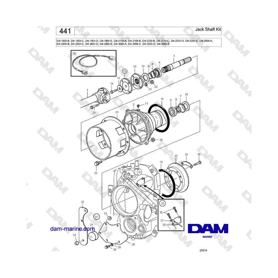 Volvo Penta D4-180I / D4-210I / D4-225I / D4-260I / D4-300I - Jack Shaft Kit