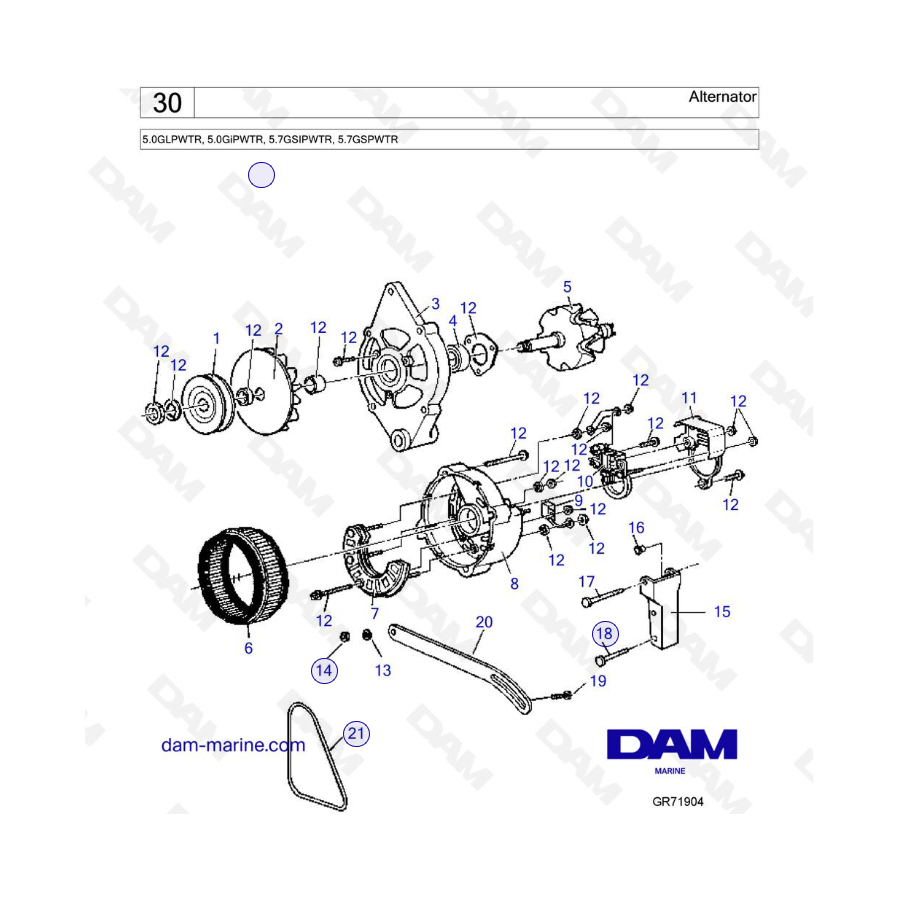 Volvo Penta 5.7L GS - Alternador