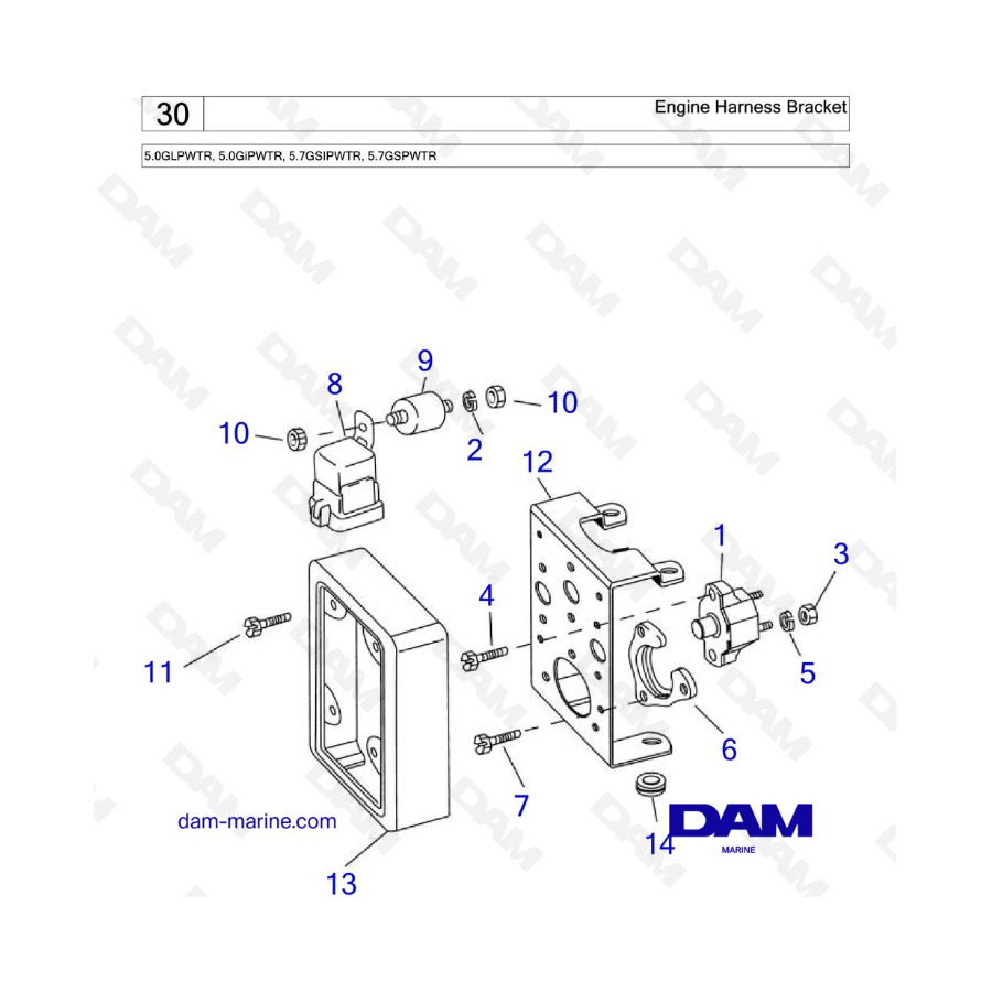 Volvo Penta 5.7L GS - Engine Harness Bracket