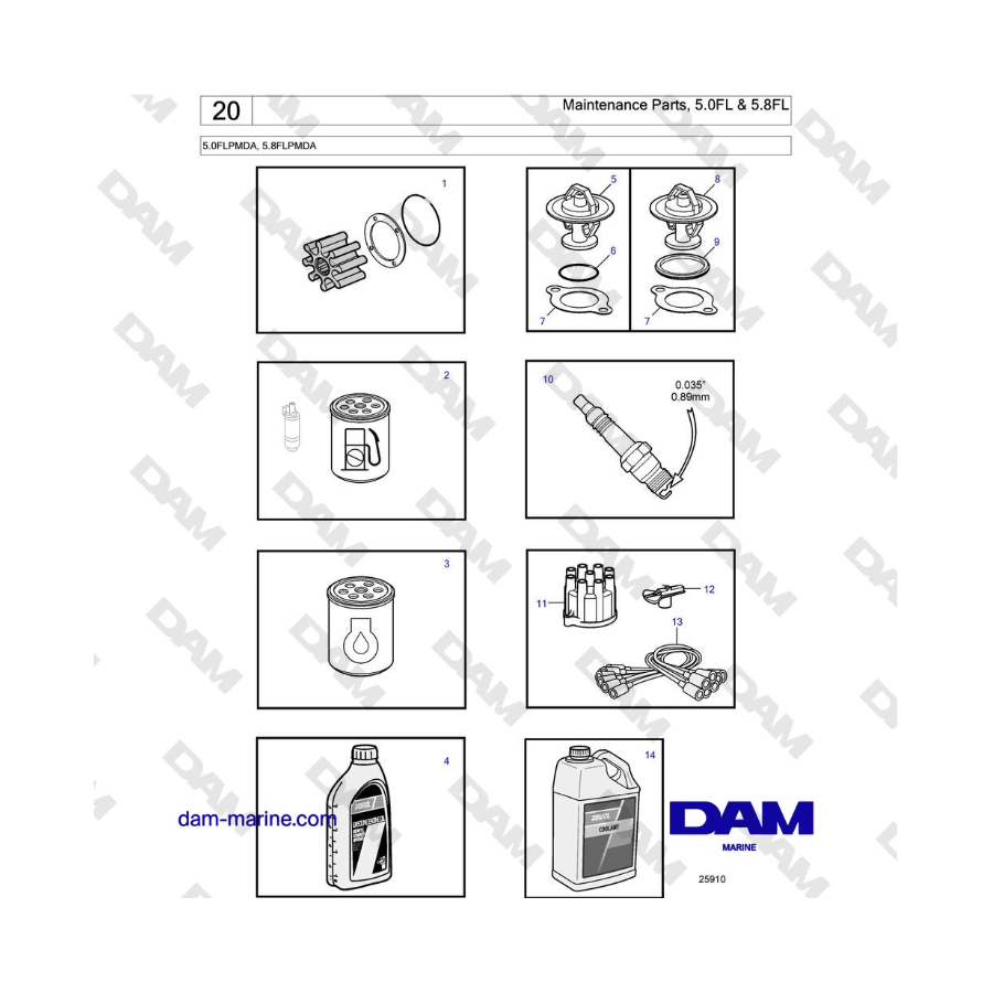 Volvo Penta 5.0L FL - Maintenance parts, 5.0 FL & 5.8 FL