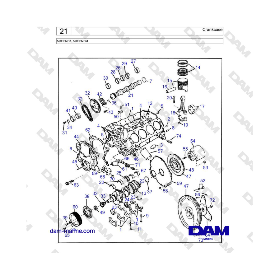 Volvo Penta 5.0L FI - Crankcase