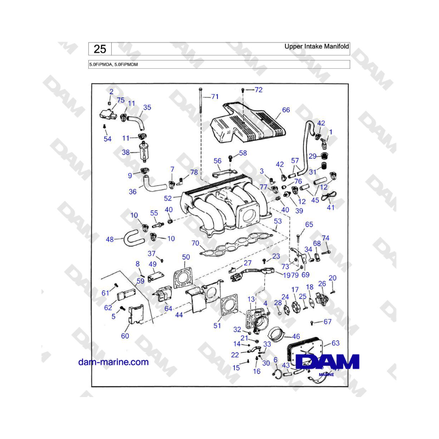 Volvo Penta 5.0L FI - Colector de admisión superior