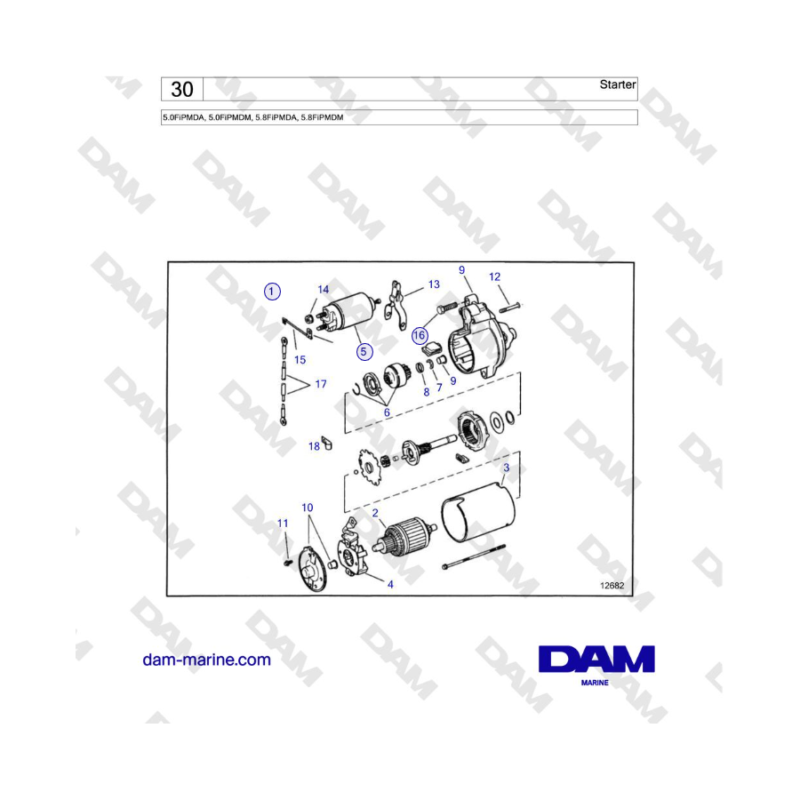 Volvo Penta 5.0L FI - Motor de arranque