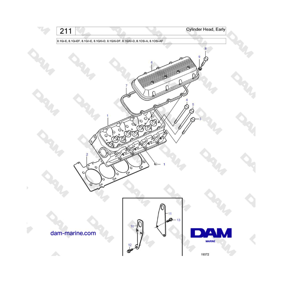 Volvo Penta 8.1L OSI - Cylinder Head, Early