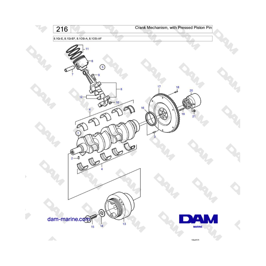 Volvo Penta 8.1L OSI - Crank Mechanism, with Pressed Piston Pin