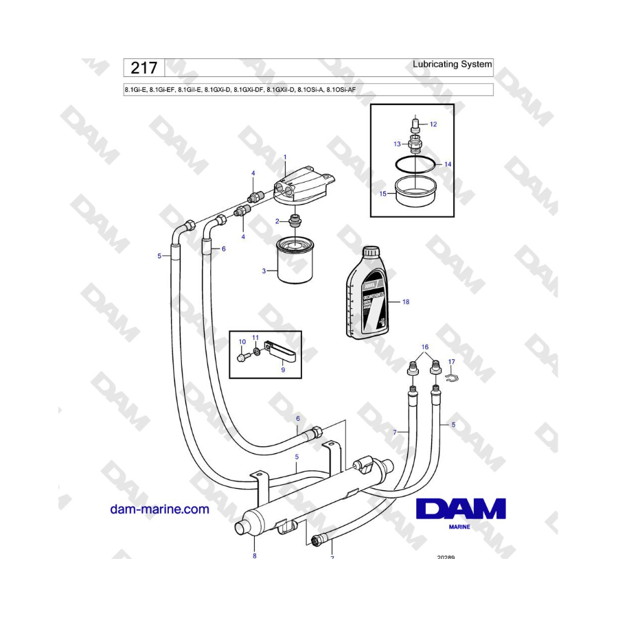 Volvo Penta 8.1L OSI - Sistema de lubricación