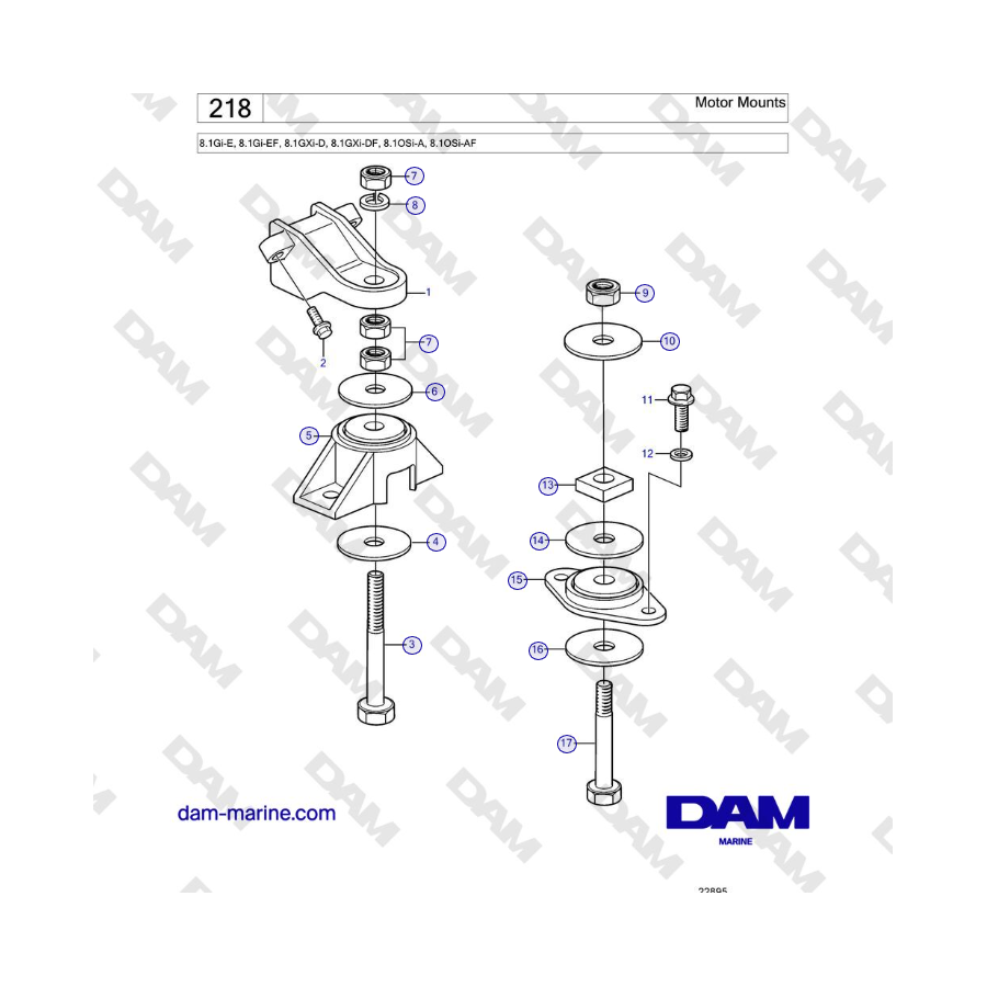 Volvo Penta 8.1L OSI - Soportes de motor