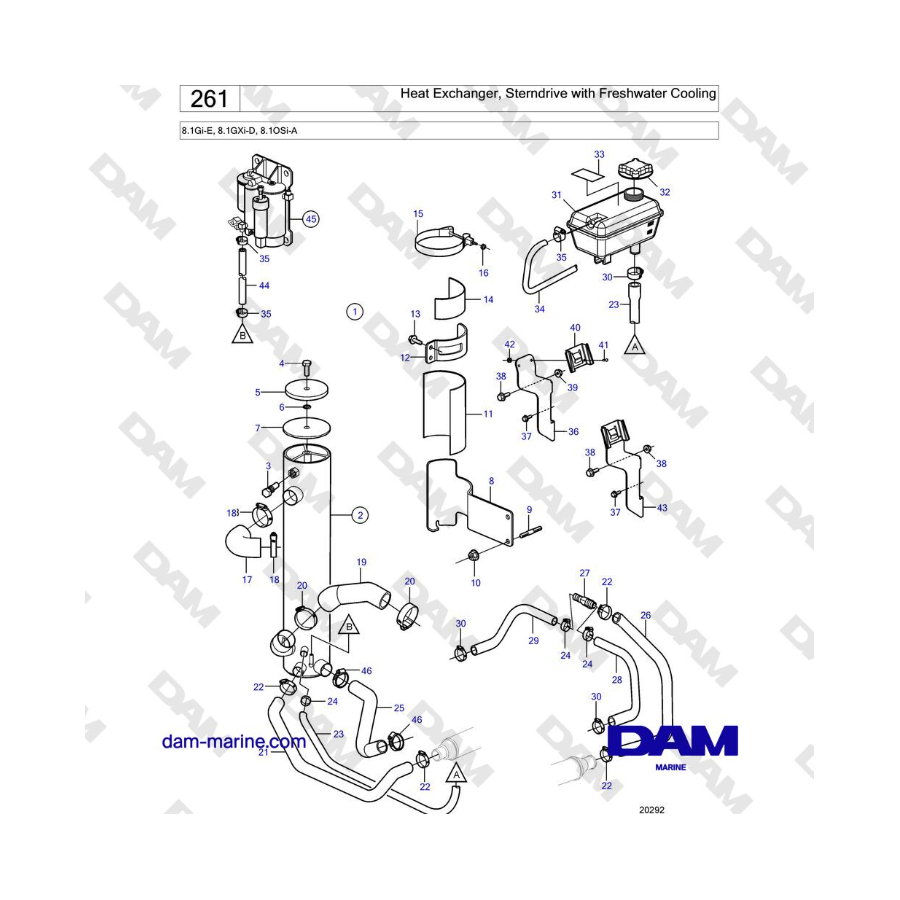 Volvo Penta 8.1L OSI - Heat Exchanger, Sterndrive with Freshwater Cooling