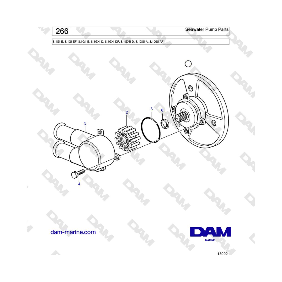 Volvo Penta 8.1L OSI - Bomba de agua de mar Piezas