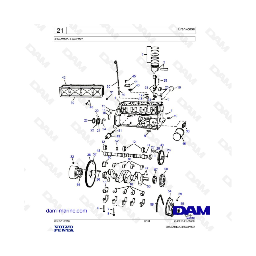 Volvo Penta 3.0L GL - Crankcase