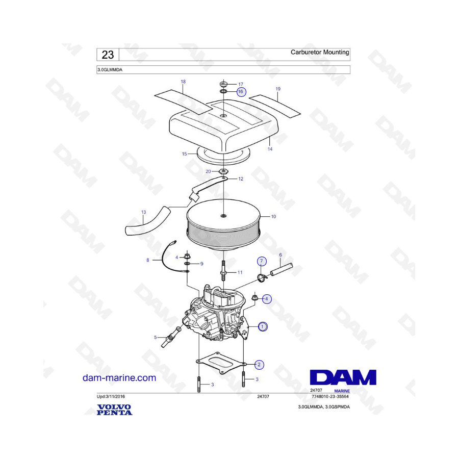 Volvo Penta 3.0L GL - Carburetor Mounting