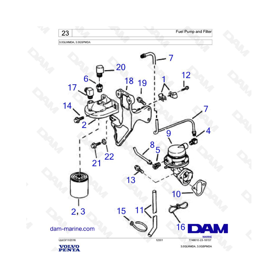 Volvo Penta 3.0L GL - Fuel Pump and Filter