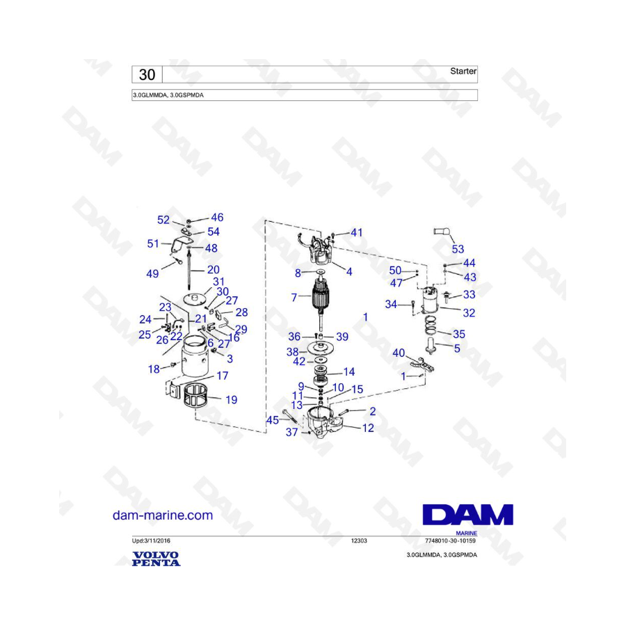 Volvo Penta 3.0L GL - Motor de arranque