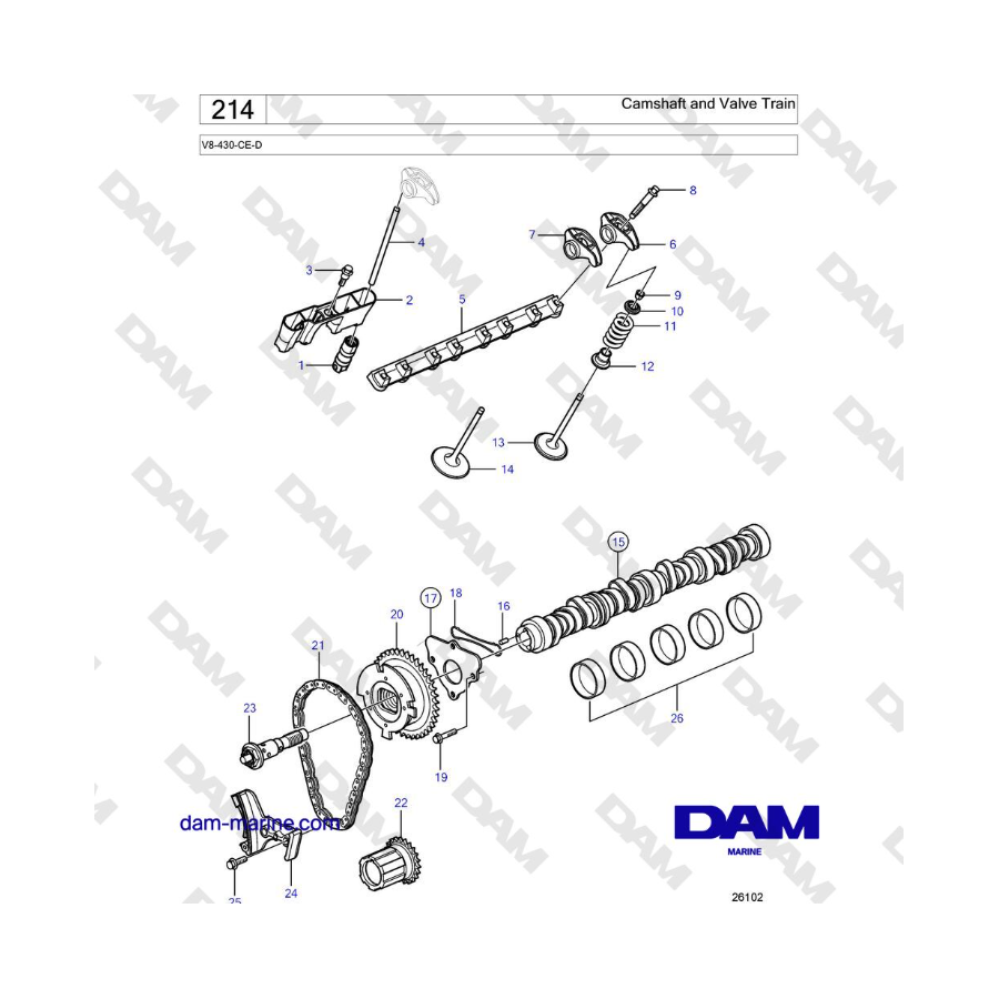 Volvo Penta V8-430 - Camshaft and Valve Train