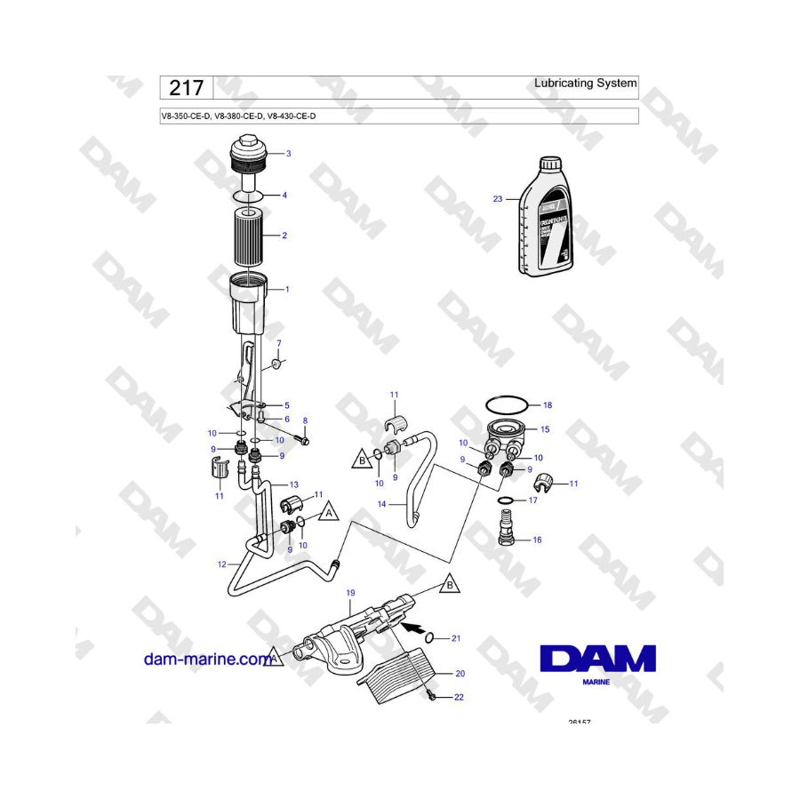 Volvo Penta V8-430 - Lubricating System