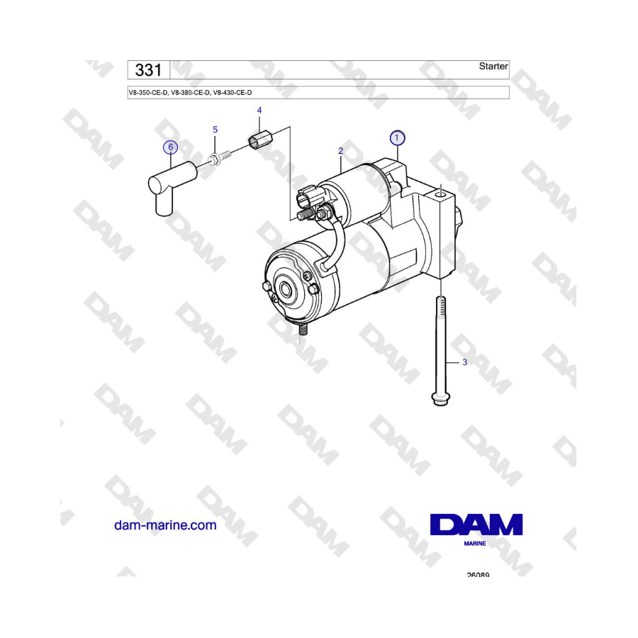 Volvo Penta V8-430 - Motor de arranque