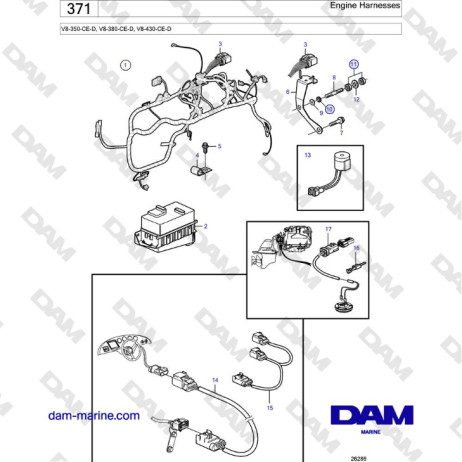 Volvo Penta V8-430 - Arneses de motor