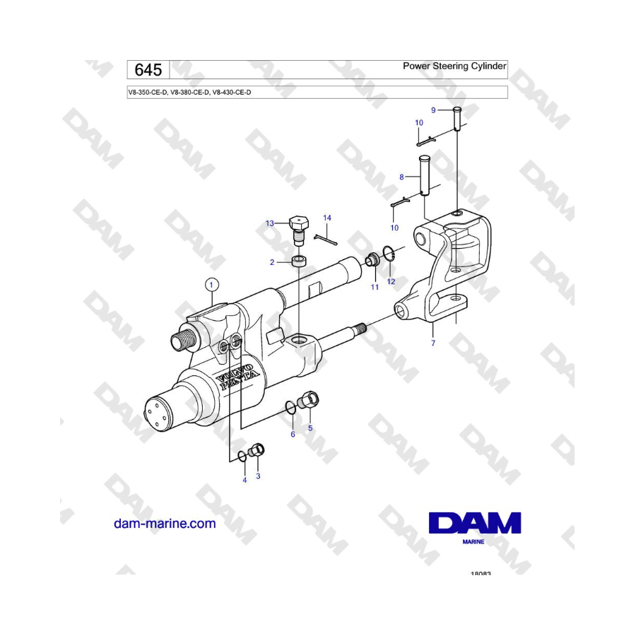 Volvo Penta V8-430 - Cilindro de dirección asistida