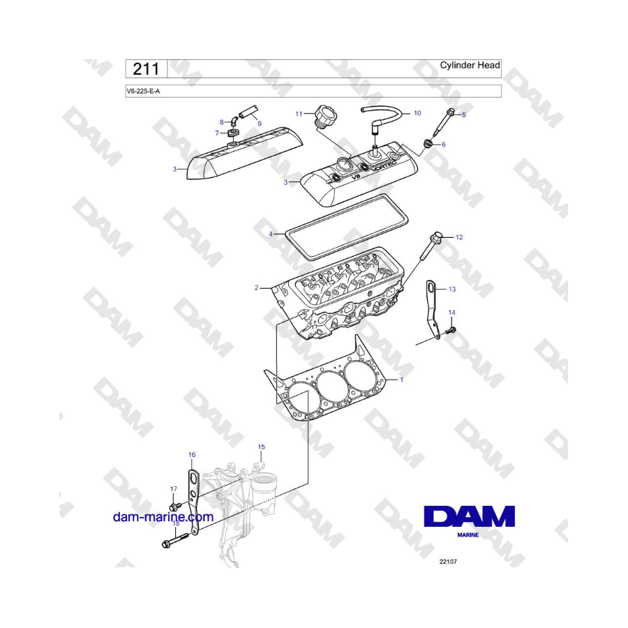 Volvo Penta V6-225 - Culata