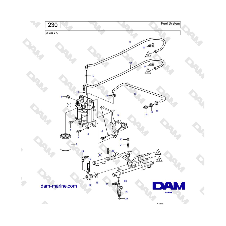 Volvo Penta V6-225 - Fuel System