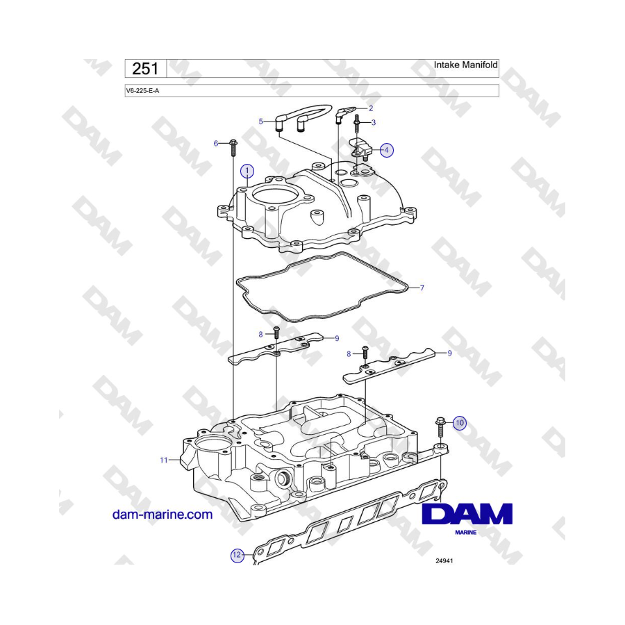 Volvo Penta V6-225 - Colector de admisión