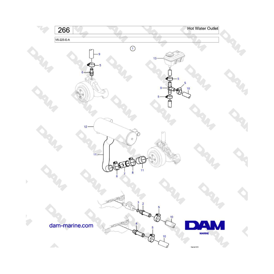 Volvo Penta V6-225 - Hot Water Outlet