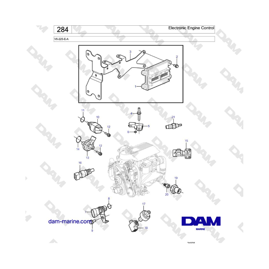 Volvo Penta V6-225 - Control electrónico del motor