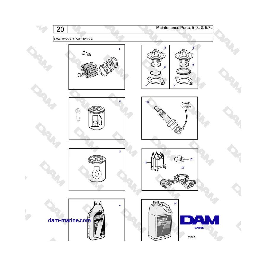 Volvo Penta 5.7L GSI - Maintenance parts