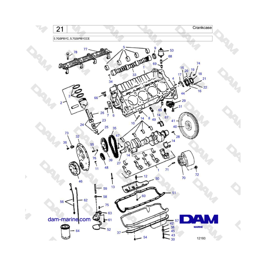 Volvo Penta 5.7L GSI - Crankcase