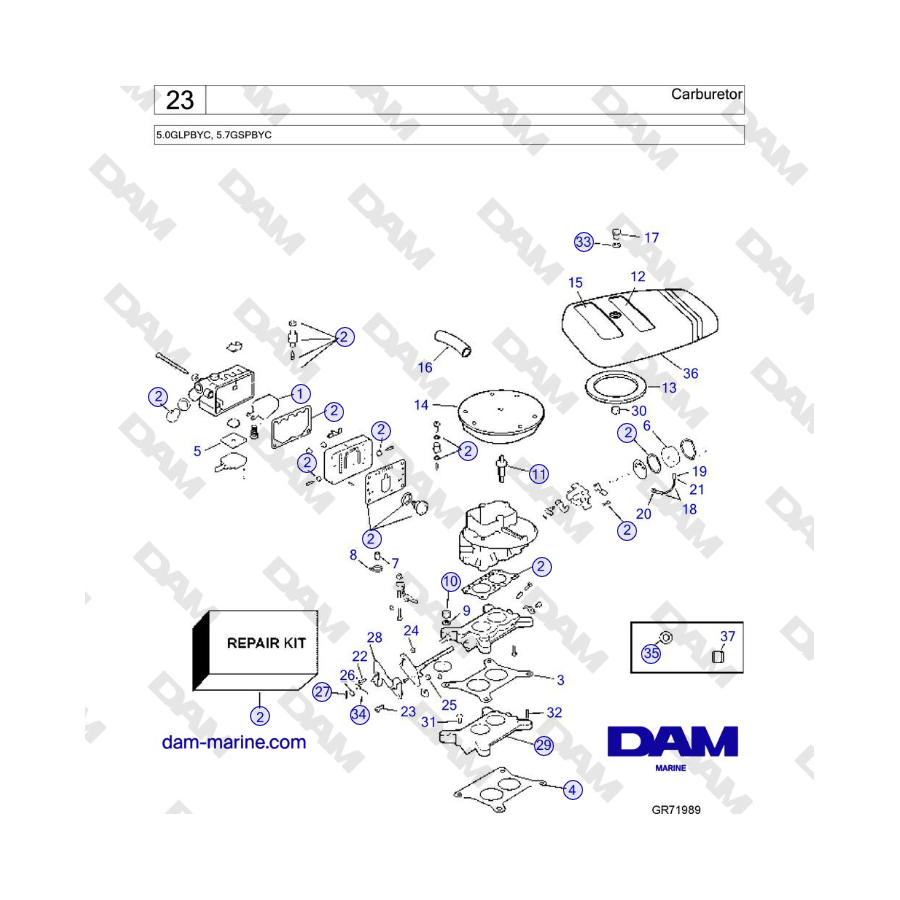 Volvo Penta 5.7L GSI - Carburetor