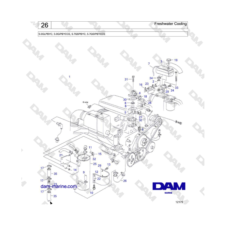 Volvo Penta 5.7L GSI - Refrigeración por agua dulce