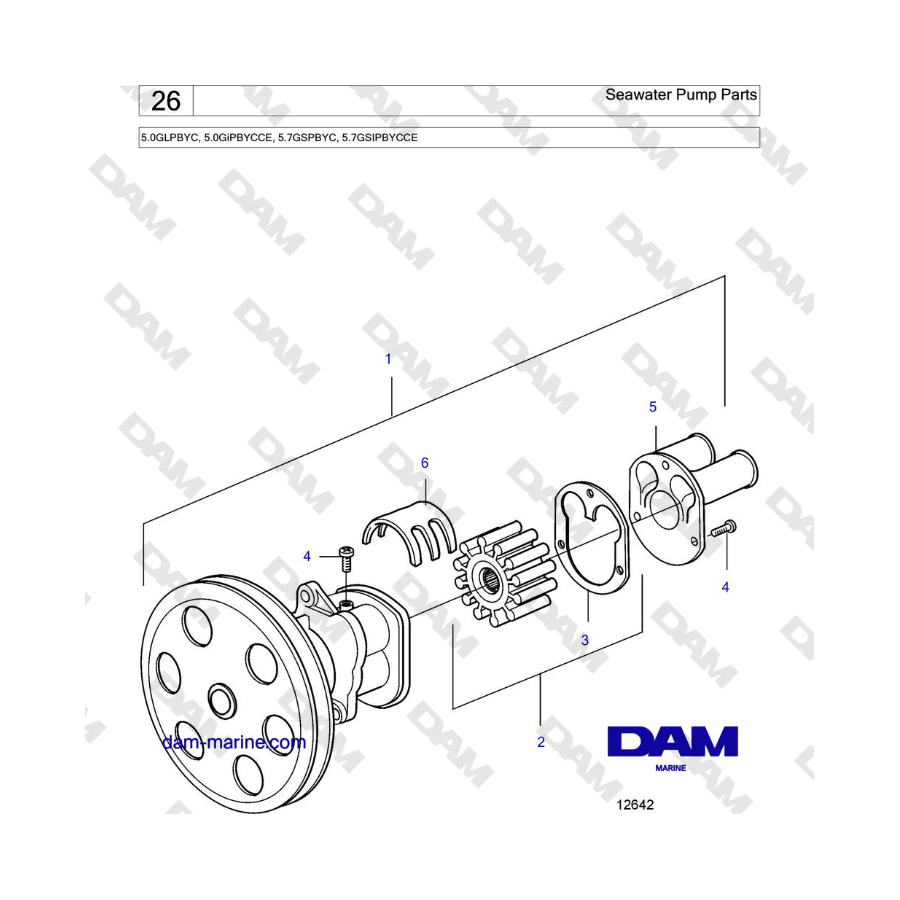 Volvo Penta 5.7L GSI - Bomba de agua de mar Repuestos