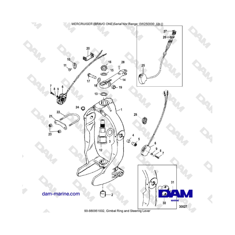 Exploded view steering fork Bravo 1 base