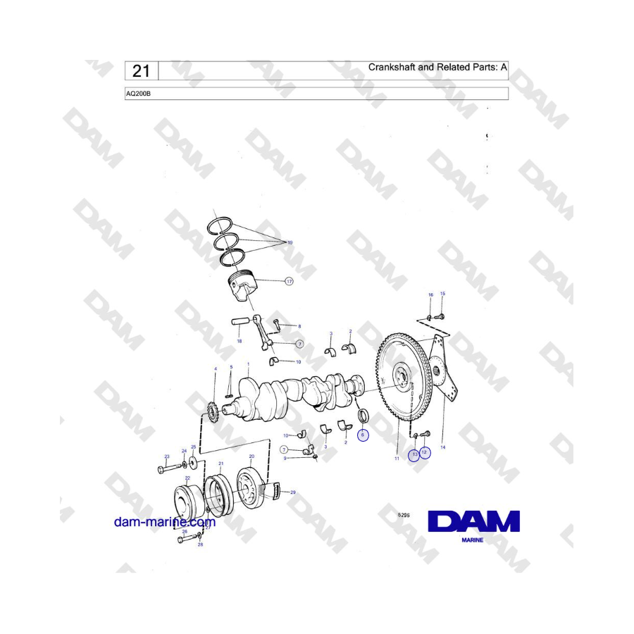 Volvo Penta AQ200B - Cigüeñal y piezas relacionadas: A