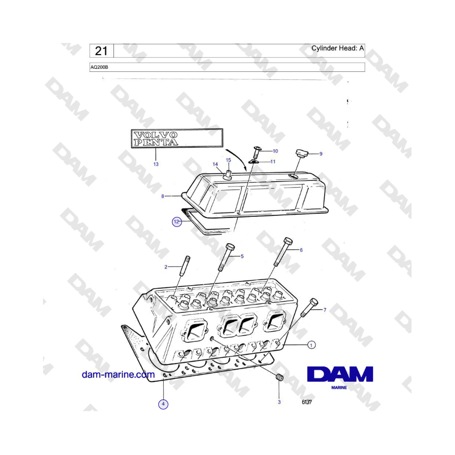 Volvo Penta AQ200B - Cylinder Head : A